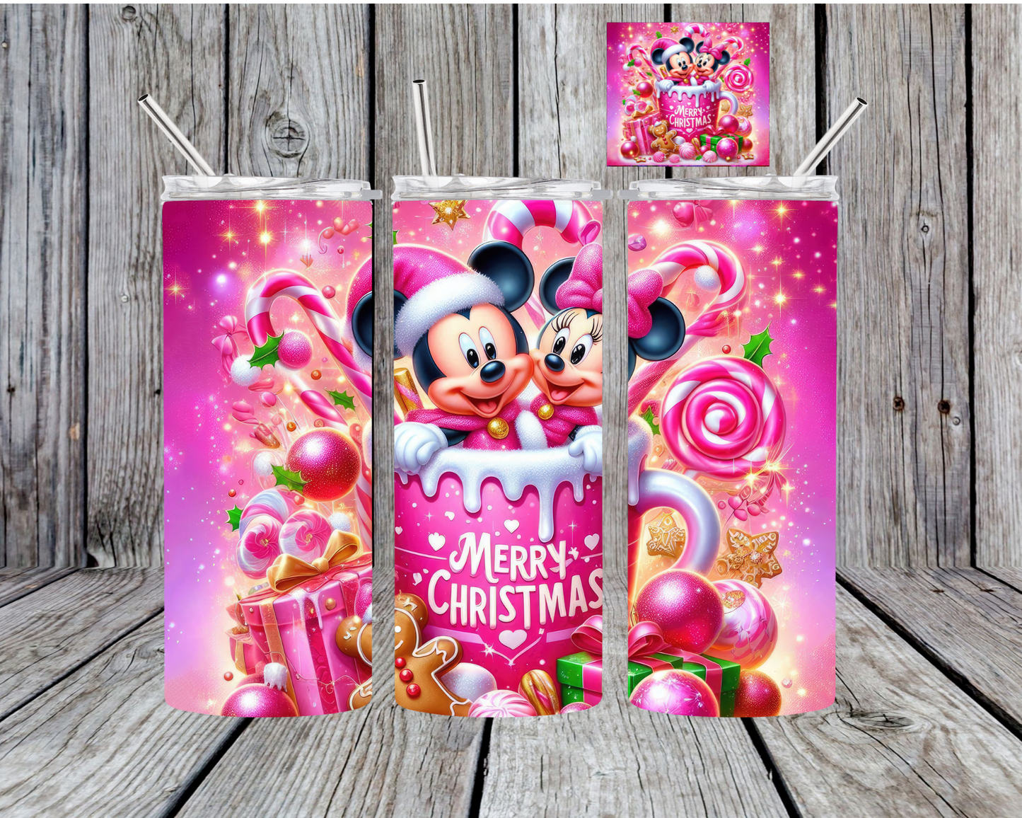 Xmas Mickey + Minnie Tumbler